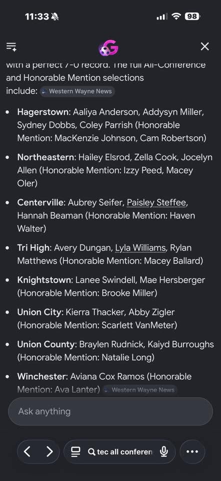 The user-shared screenshot of the AI "summary" of the Western Wayne News article from our website